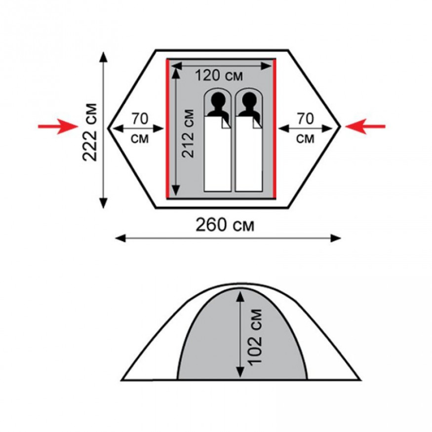 Палатка Tramp Sarma 2-местная v2, зеленый