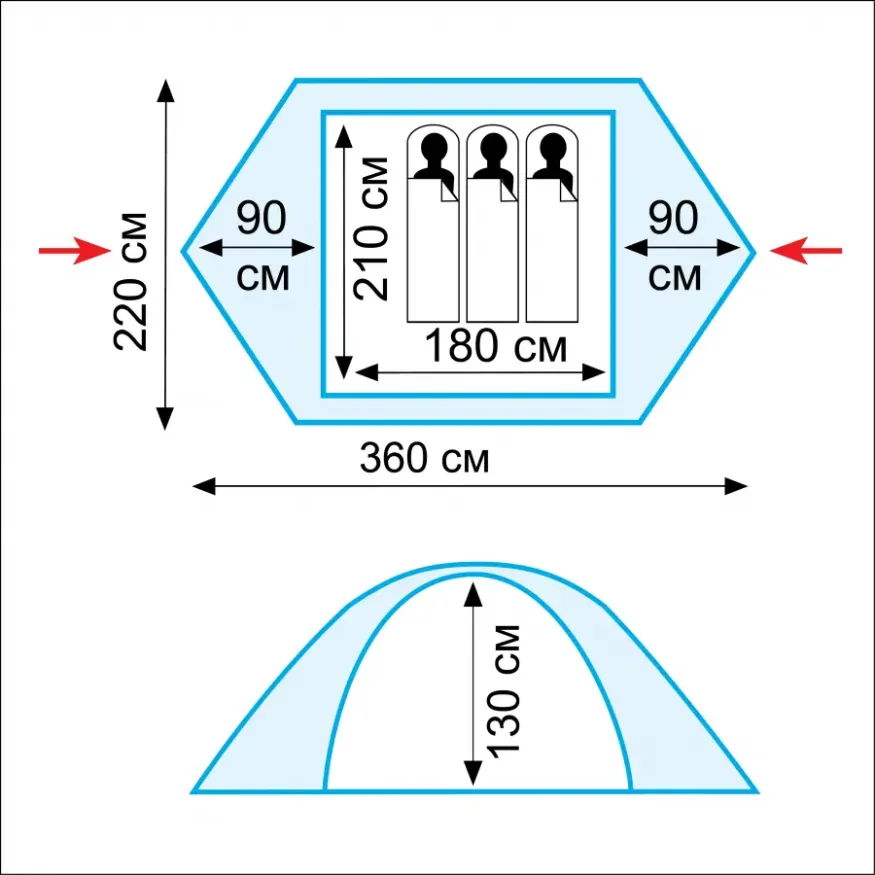 Палатка Nishe 3 V2 зеленая, Tramp