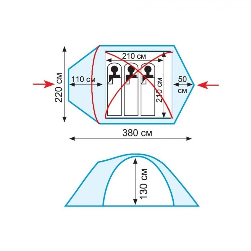 Палатка Tramp Mountain 3 v2, зеленый